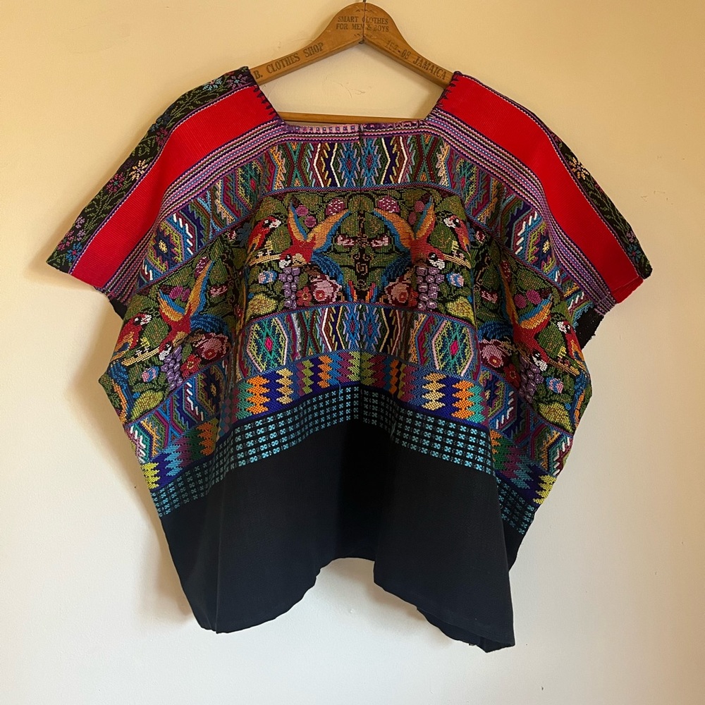Vintage Guatemalan Cotton Poncho